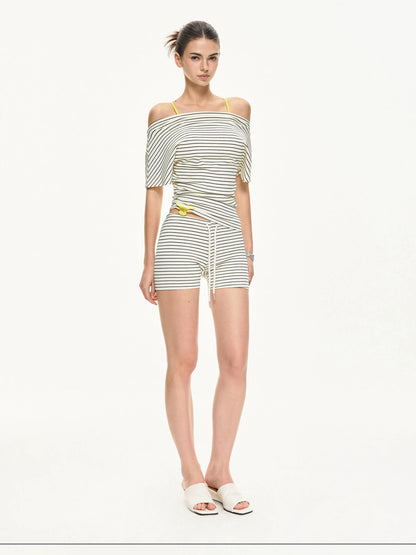 KVKV Yoga Clothing Brand - Slim Fit Striped Yoga Shorts
