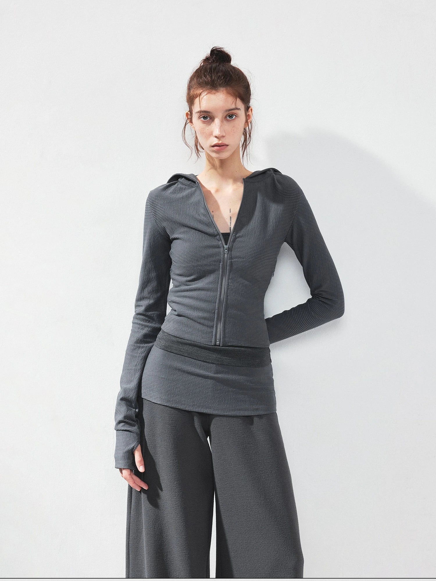 kvkv Slim Fit Zip Hoodie With Striped Detail