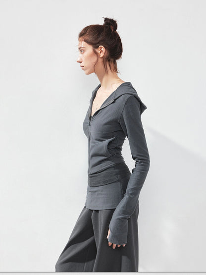 kvkv Slim Fit Zip Hoodie With Striped Detail