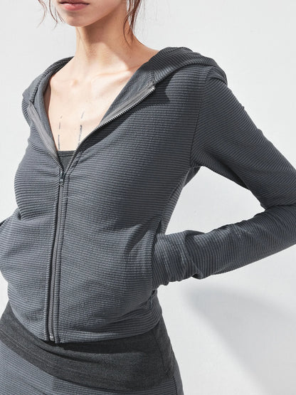 kvkv Slim Fit Zip Hoodie With Striped Detail