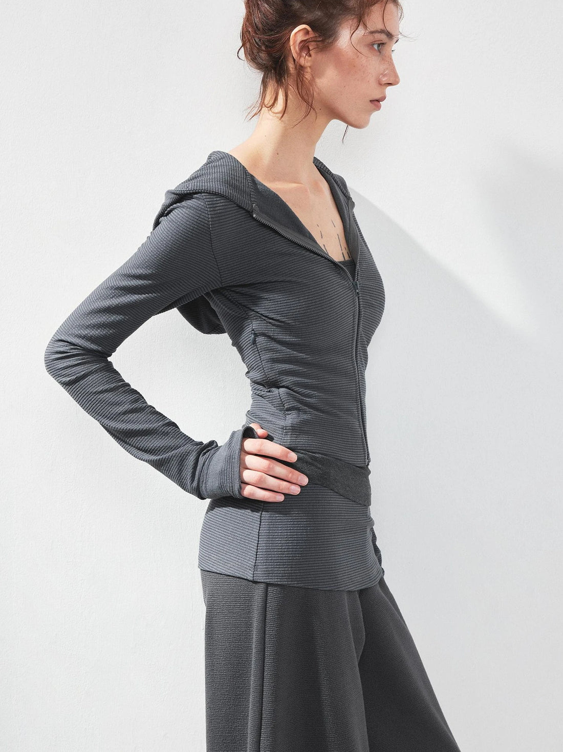 kvkv Slim Fit Zip Hoodie With Striped Detail