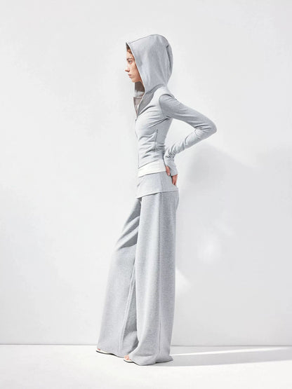 kvkv Slim Fit Zip Up Hoodie With Contrast Stripes