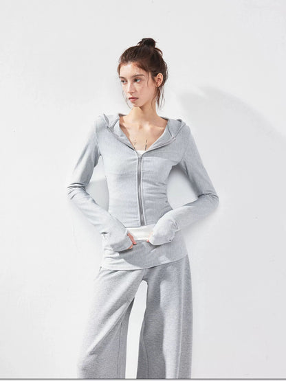 kvkv Slim Fit Zip Up Hoodie With Contrast Stripes