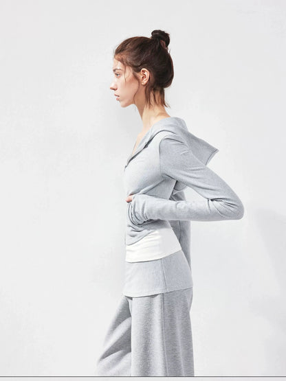 kvkv Slim Fit Zip Up Hoodie With Contrast Stripes