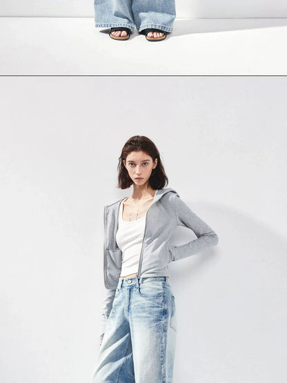 kvkv Slim Fit Zip Up Hoodie With Contrast Stripes