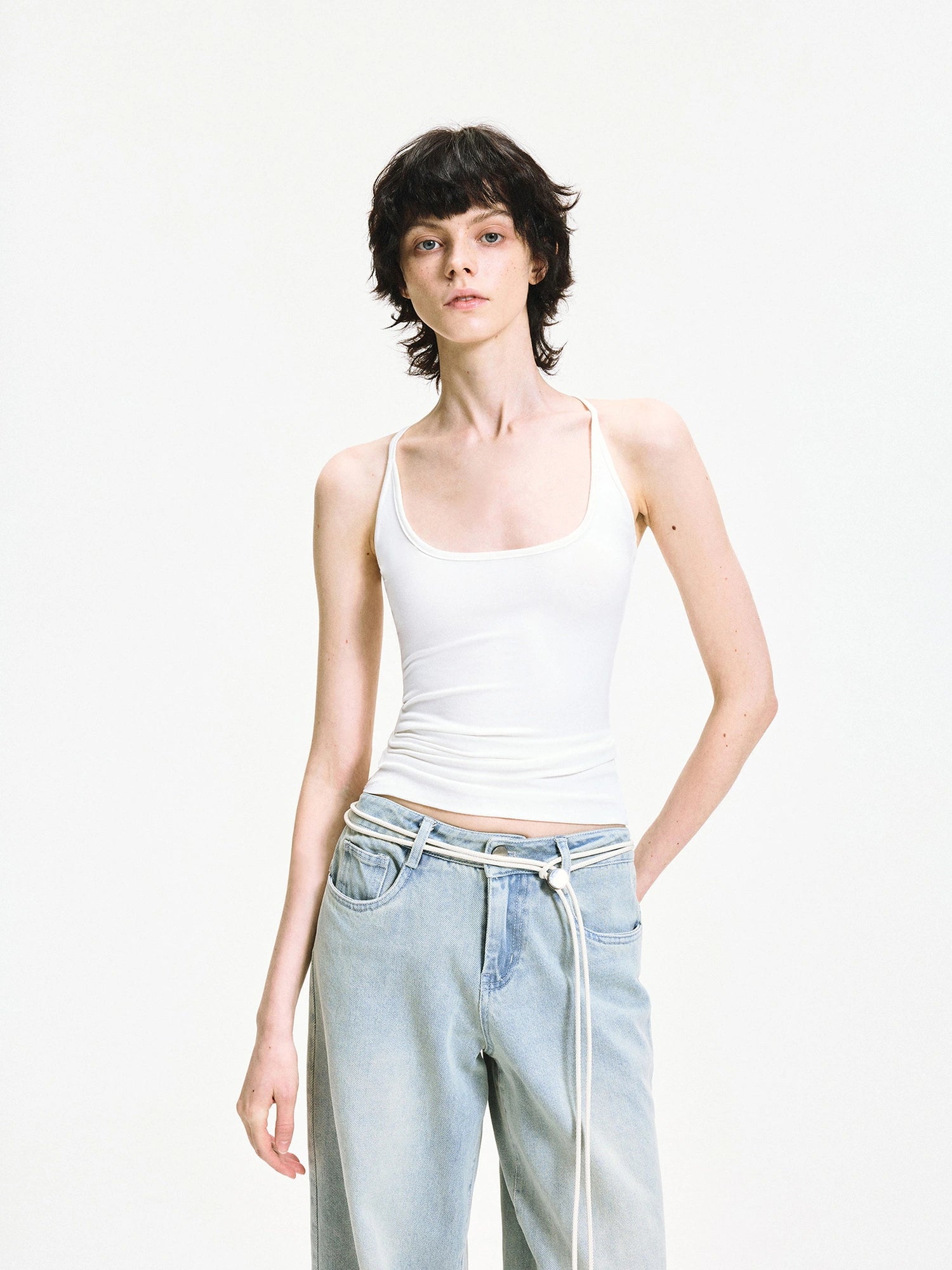 kvkv Slim U Neck Ribbed Tank Top