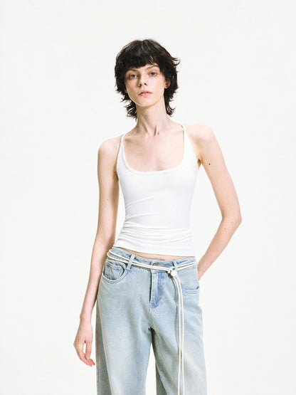 kvkv Slim U Neck Ribbed Tank Top