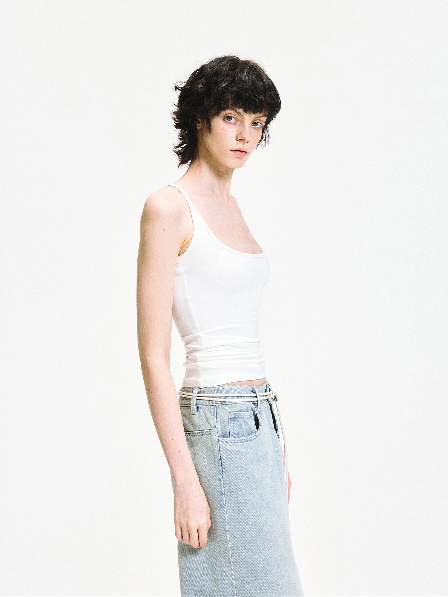 kvkv Slim U Neck Ribbed Tank Top