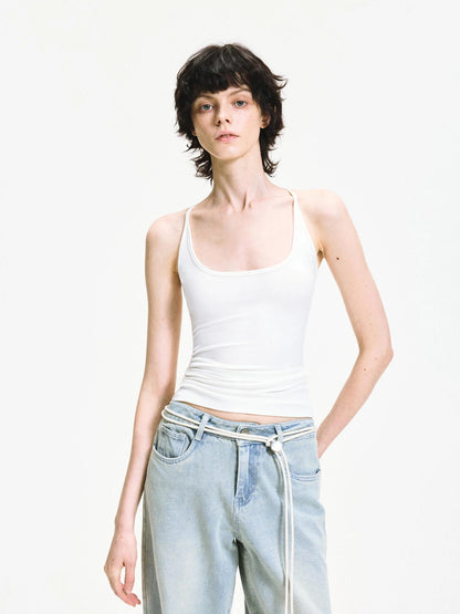 kvkv Slim U Neck Ribbed Tank Top