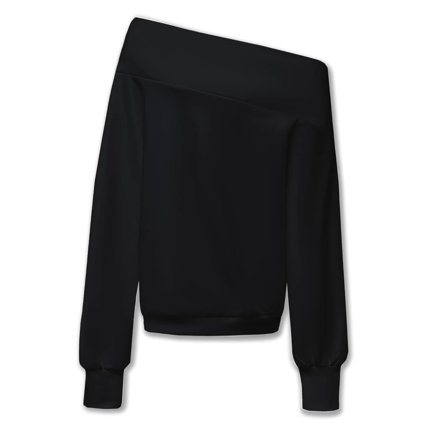 kvkv_Soft_100_Percent_Cotton_Loose_Hooded_Long_Sleeve_Commuter_Women_Black_T-Shirt_MISSTT