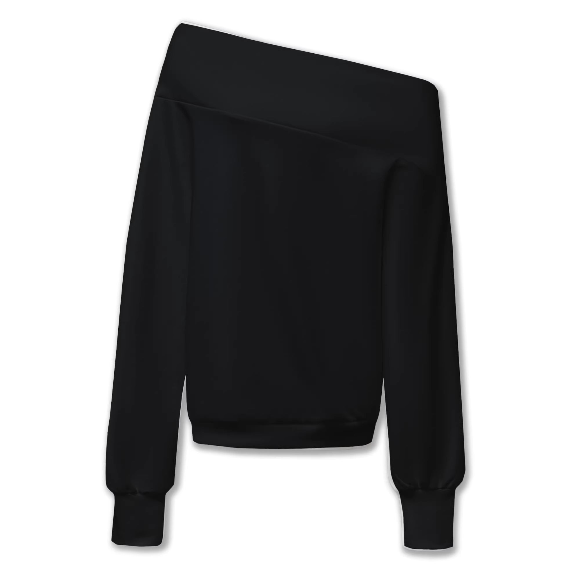 kvkv_Soft_100_Percent_Cotton_Loose_Hooded_Long_Sleeve_Commuter_Women_Black_T-Shirt_MISSTT
