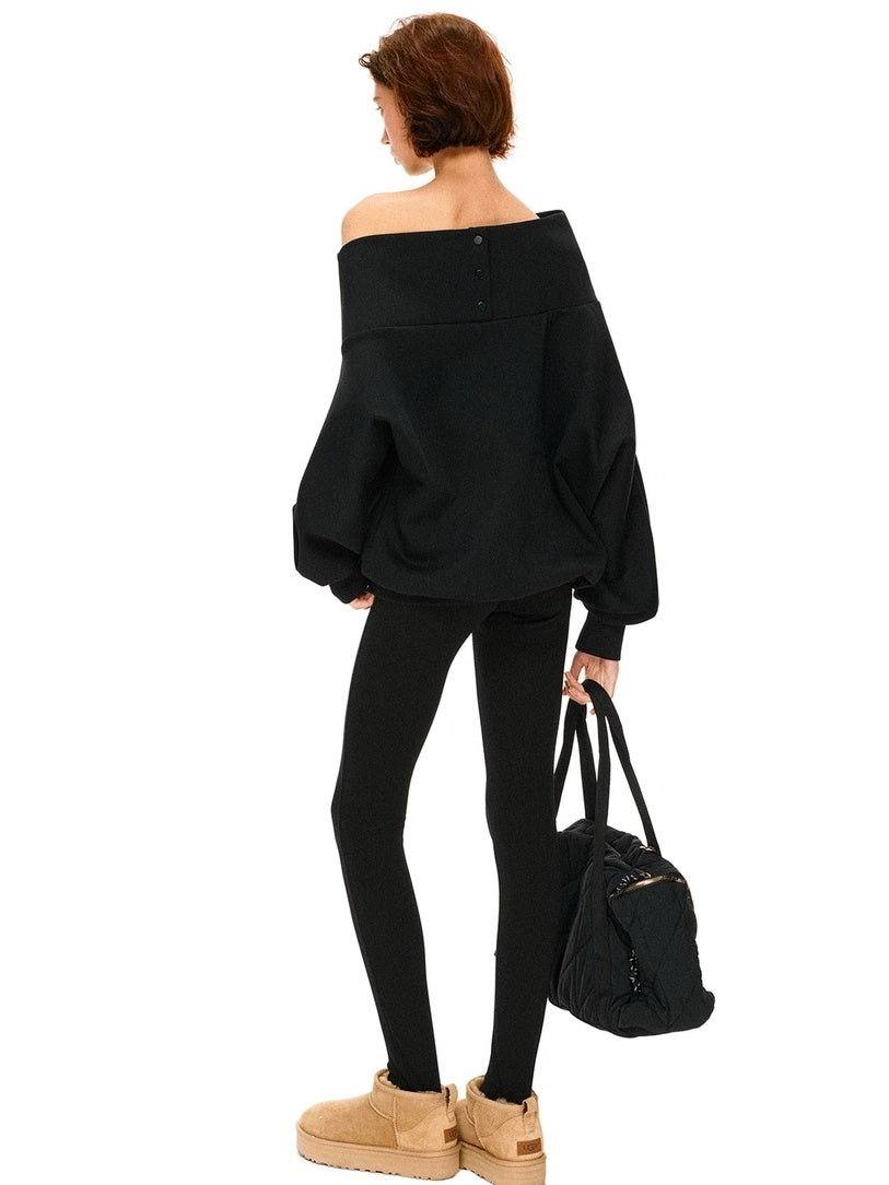 kvkv Soft 100 Percent Cotton Loose Hooded Long Sleeve Commuter Women Black T-Shirt
