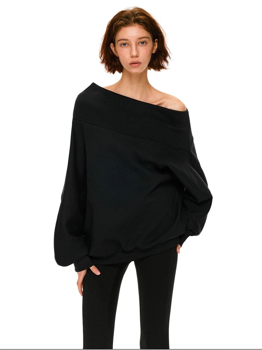 kvkv Soft 100 Percent Cotton Loose Hooded Long Sleeve Commuter Women Black T-Shirt