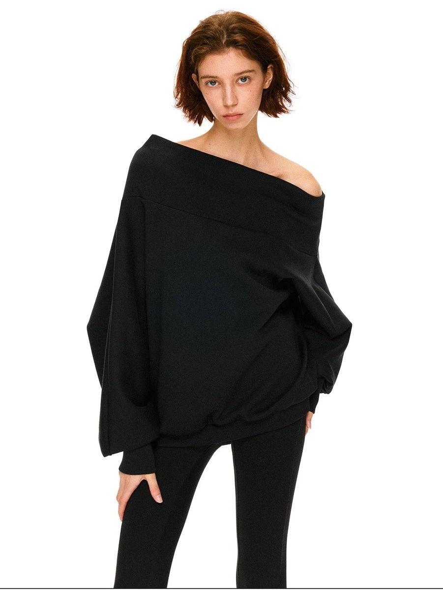 kvkv Soft 100 Percent Cotton Loose Hooded Long Sleeve Commuter Women Black T-Shirt