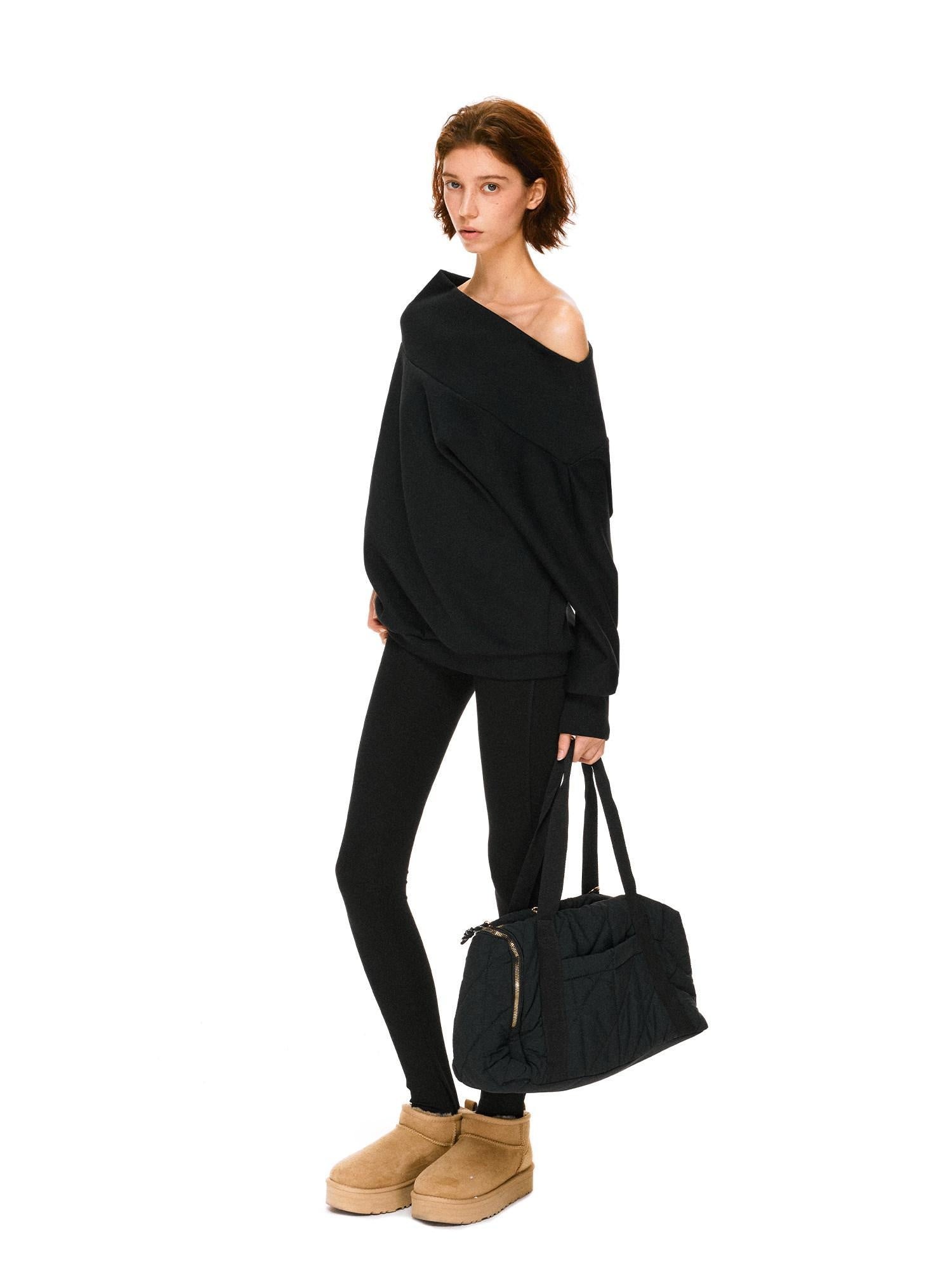 kvkv Soft 100 Percent Cotton Loose Hooded Long Sleeve Commuter Women Black T-Shirt