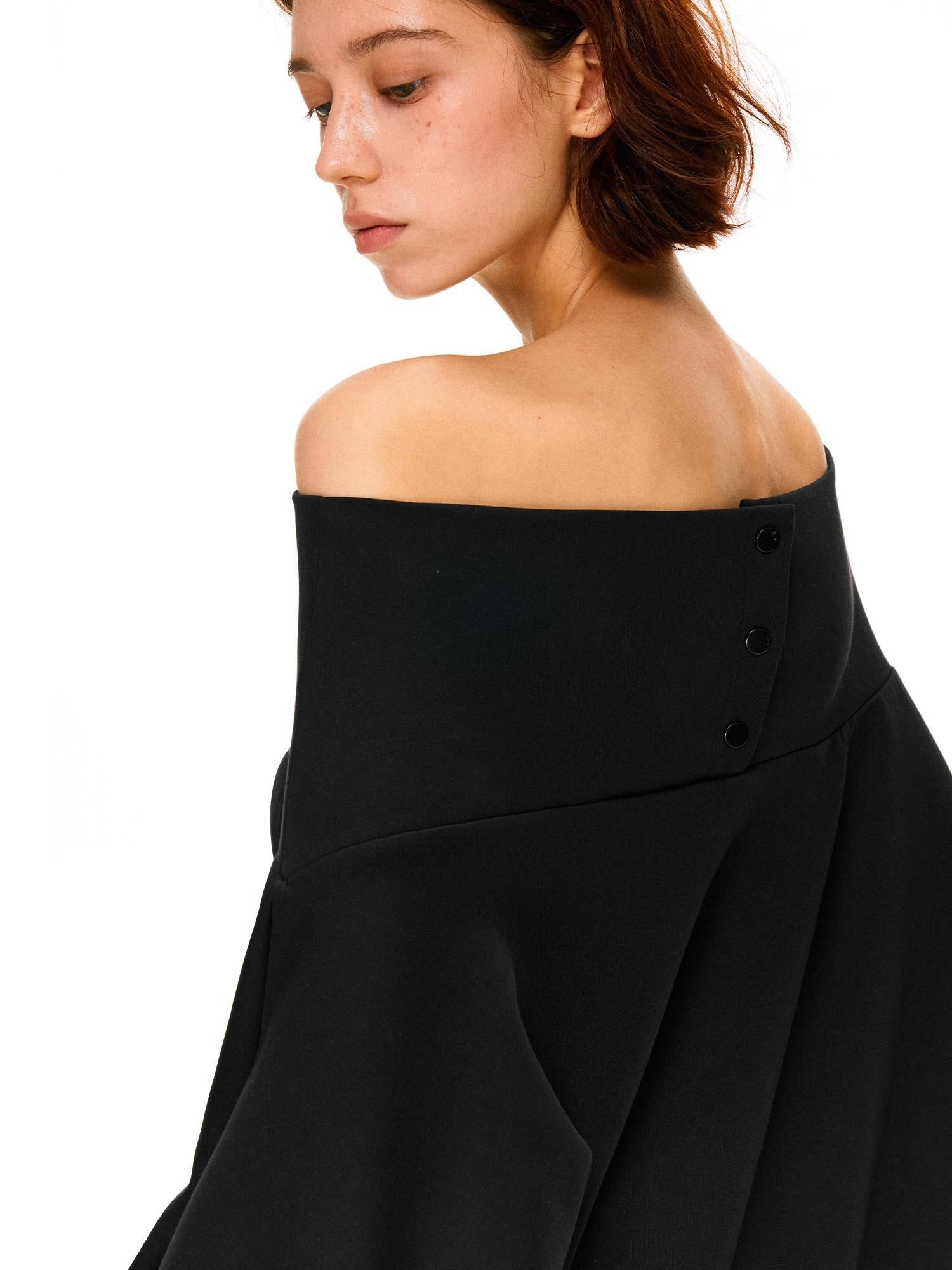 kvkv Soft 100 Percent Cotton Loose Hooded Long Sleeve Commuter Women Black T-Shirt