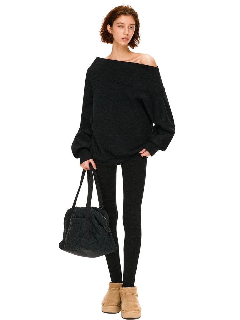 kvkv Soft 100 Percent Cotton Loose Hooded Long Sleeve Commuter Women Black T-Shirt