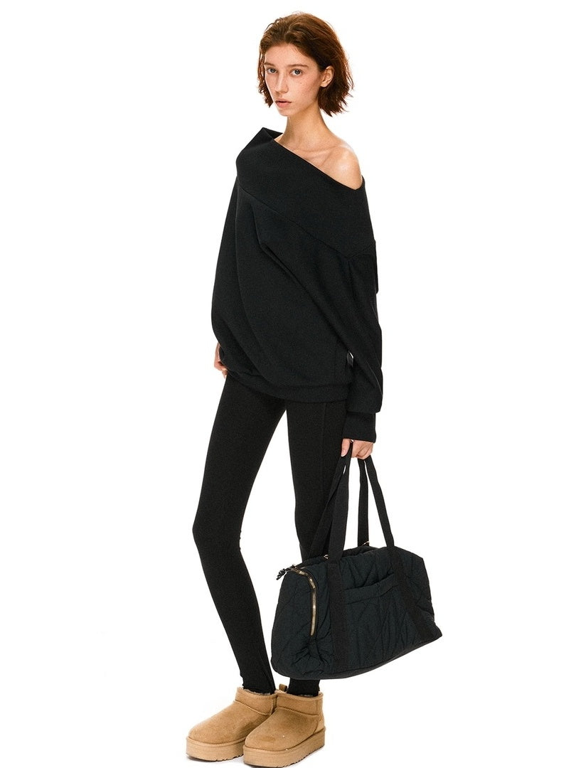 kvkv Soft 100 Percent Cotton Loose Hooded Long Sleeve Commuter Women Black T-Shirt