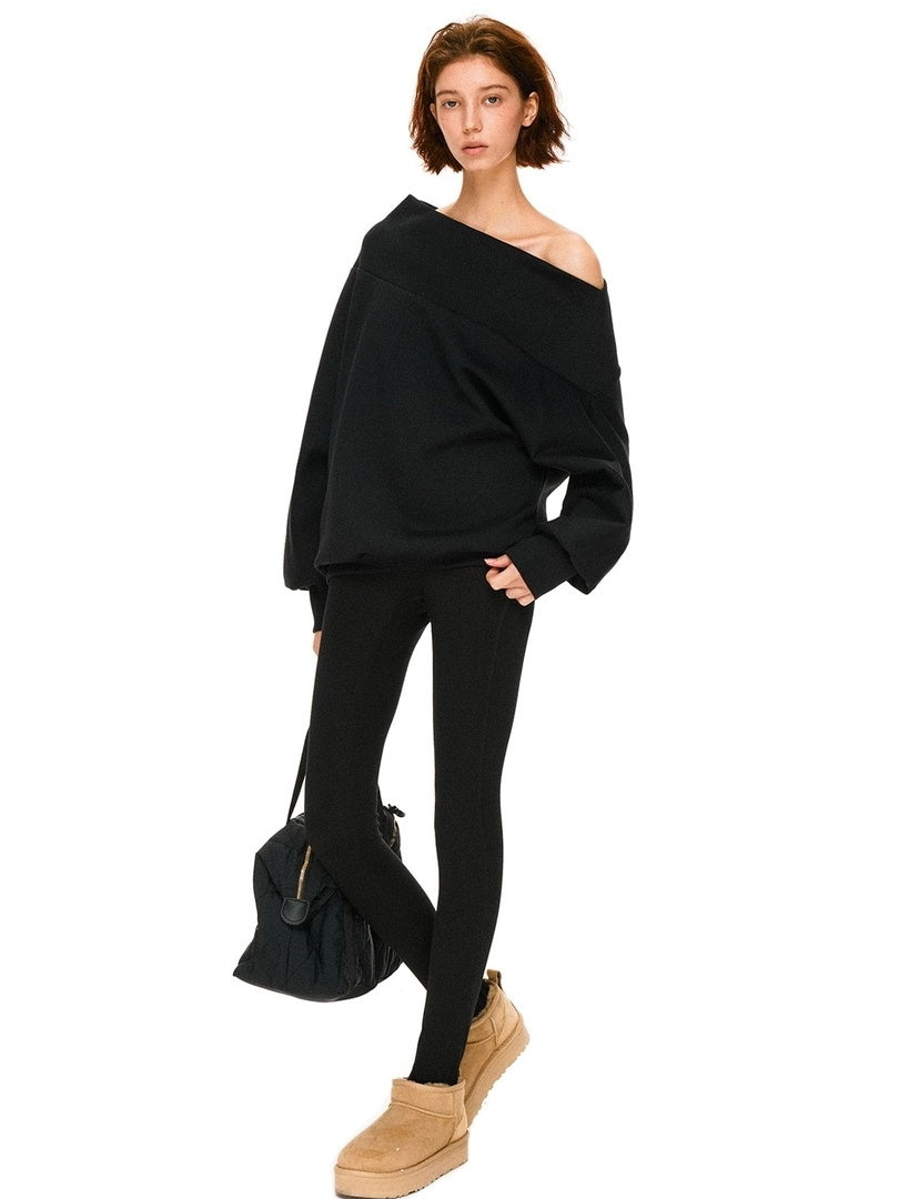 kvkv Soft 100 Percent Cotton Loose Hooded Long Sleeve Commuter Women Black T-Shirt
