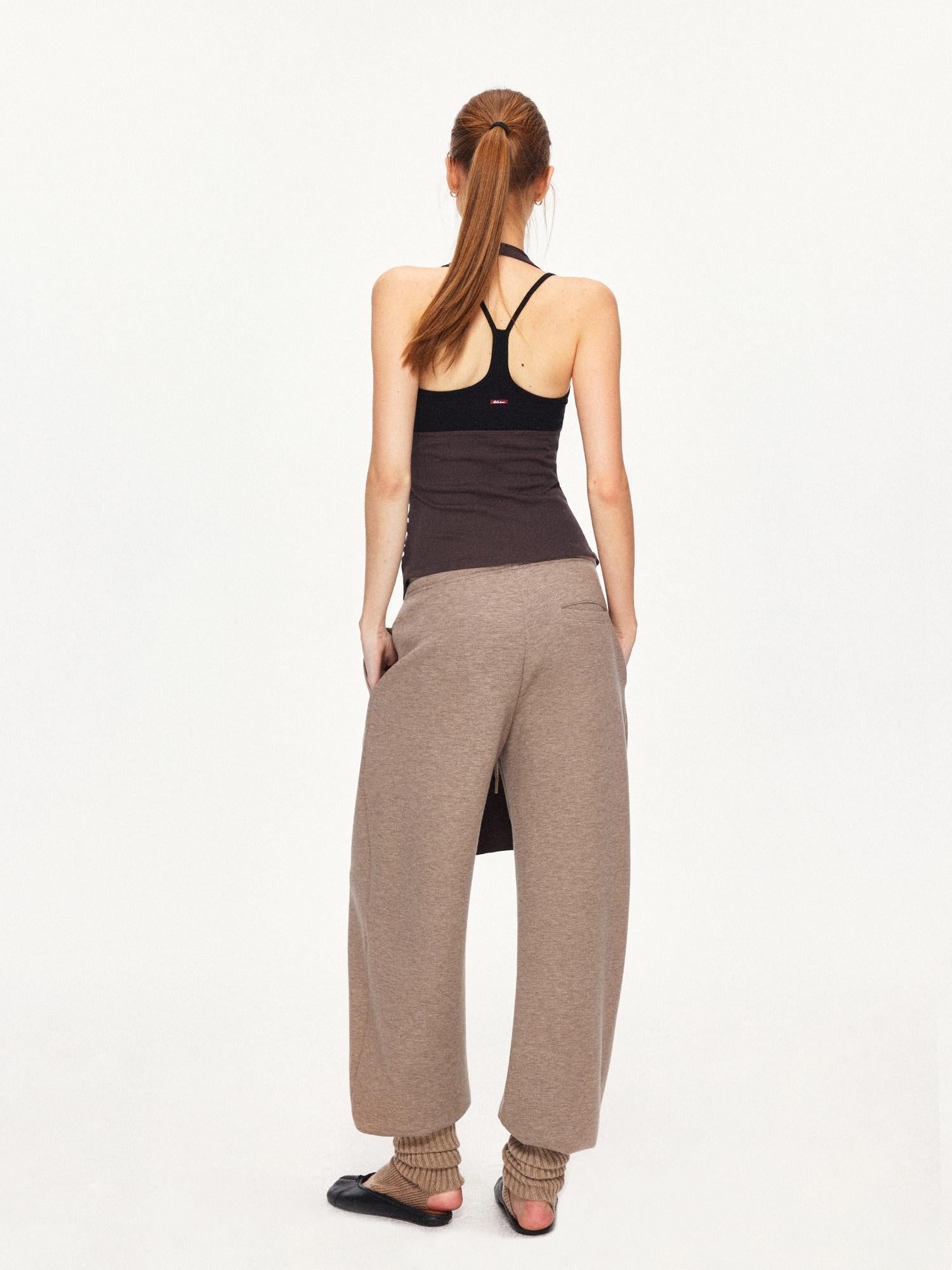 kvkv Soft Cotton Blend Slim Halter V Neck Cropped Casual Women Brown Tank Tops