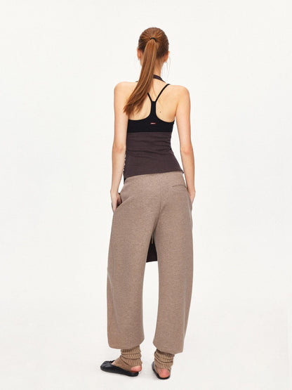 kvkv Soft Cotton Blend Slim Halter V Neck Cropped Casual Women Brown Tank Tops