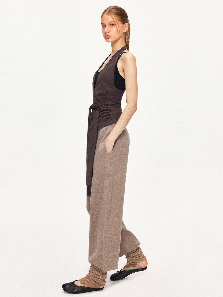 kvkv Soft Cotton Blend Slim Halter V Neck Cropped Casual Women Brown Tank Tops