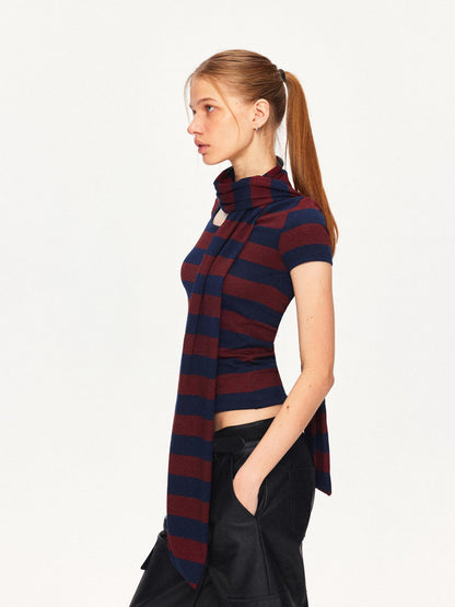 kvkv Soft Cotton Blend Striped Cropped Vintage Slim Fit Crew Neck Sweater