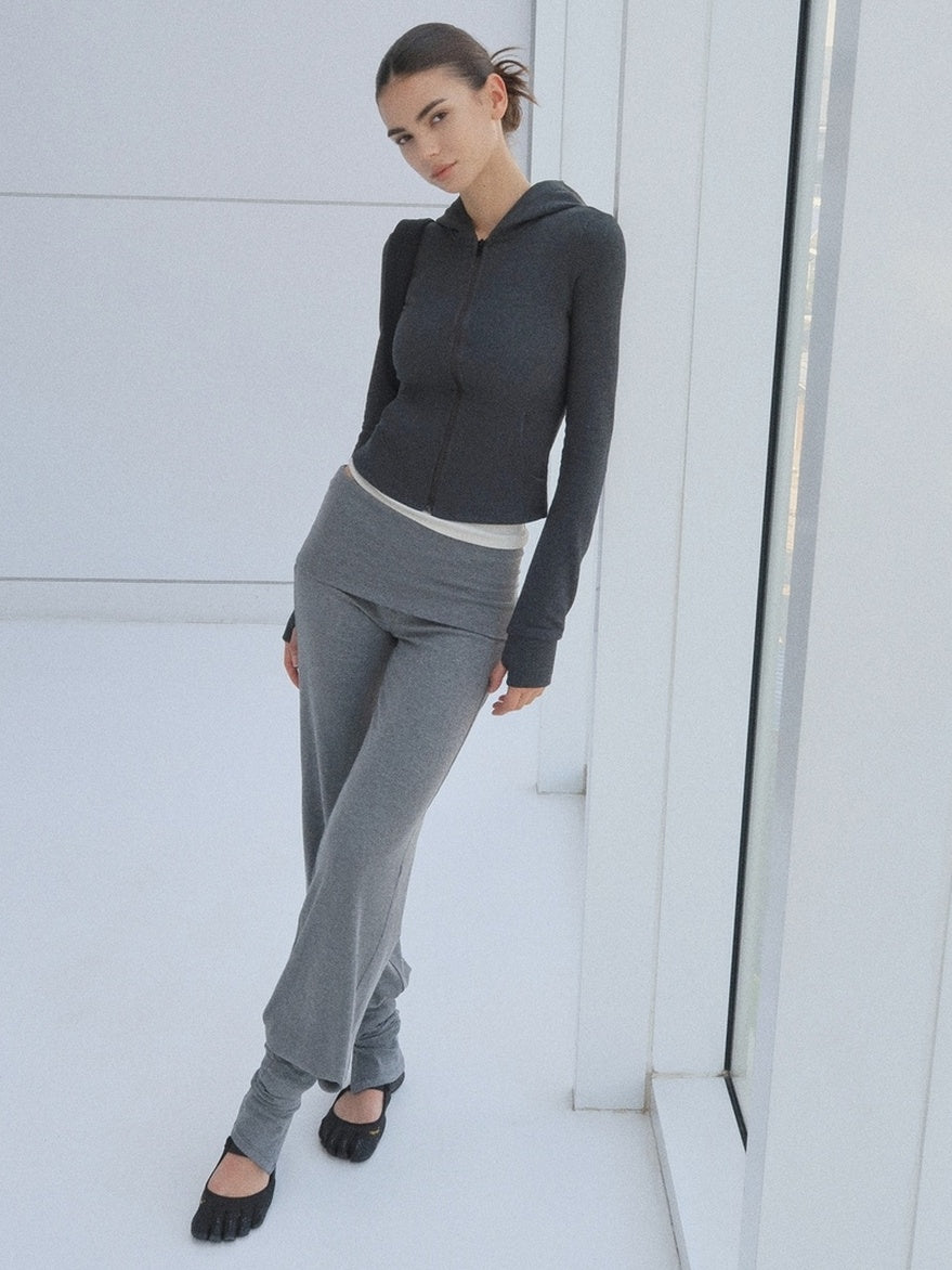 kvkv Soft Cotton Blend Zipper Cropped Waist Cinch Standard Fit Women Sport Hoodies