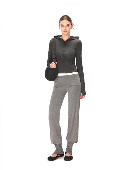 kvkv Soft Cotton Blend Zipper Cropped Waist Cinch Standard Fit Women Sport Hoodies