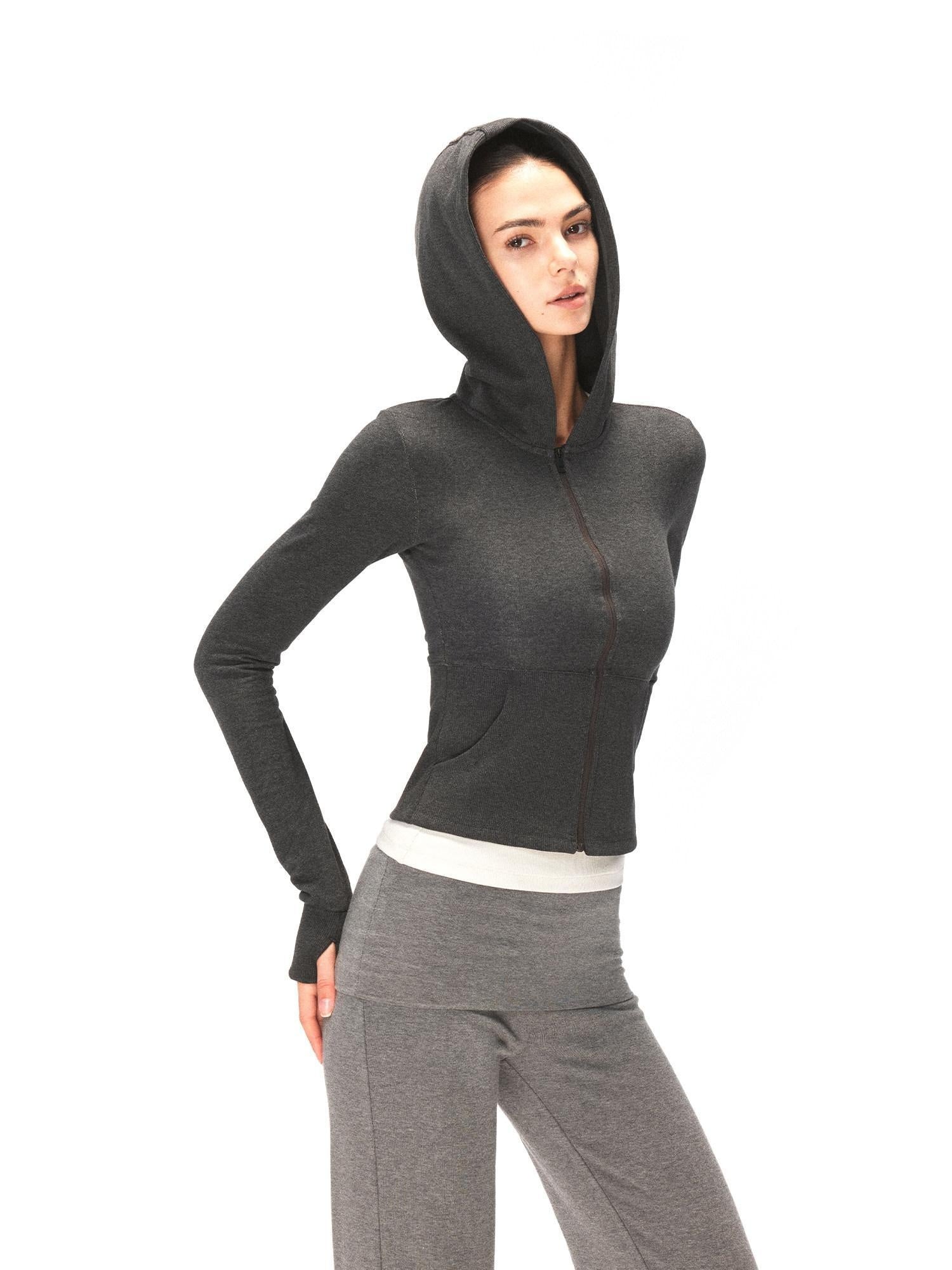 kvkv Soft Cotton Blend Zipper Cropped Waist Cinch Standard Fit Women Sport Hoodies