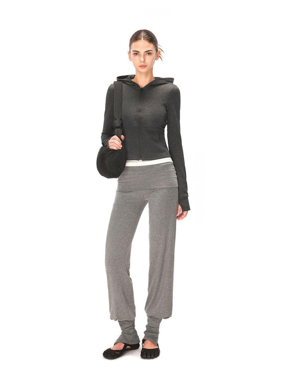 kvkv Soft Cotton Blend Zipper Cropped Waist Cinch Standard Fit Women Sport Hoodies