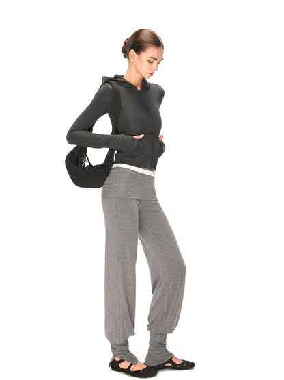 kvkv Soft Cotton Blend Zipper Cropped Waist Cinch Standard Fit Women Sport Hoodies
