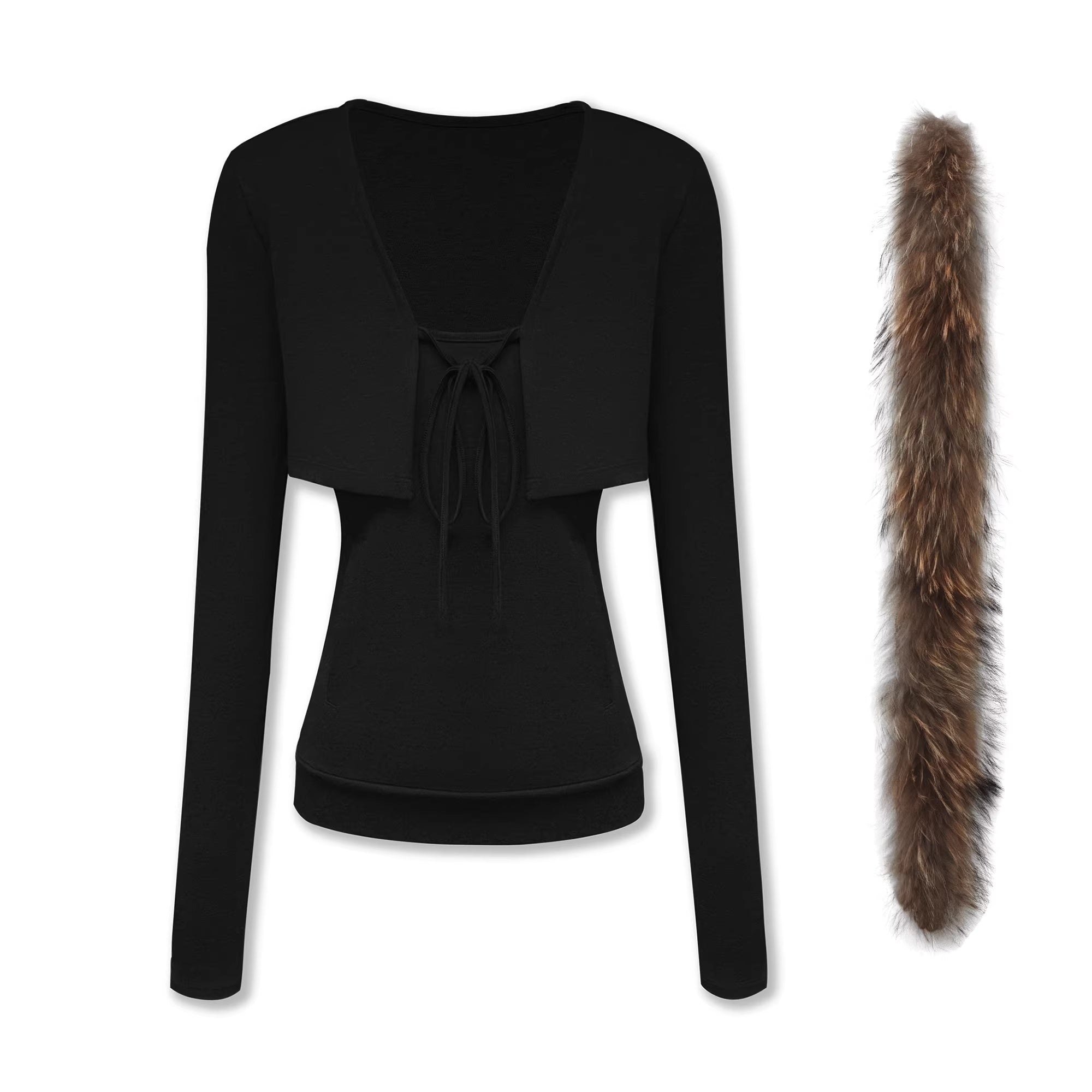 kvkv_Soft_Cotton_Slim_Fit_Casual_Cropped_Cardigan_Long_Sleeve_Womens_Black_Jacket_MISSTT