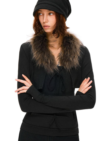 kvkv Soft Cotton Slim Fit Casual Cropped Cardigan Long Sleeve Womens Black Jacket