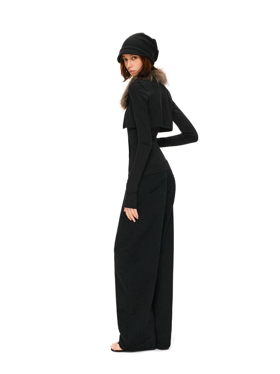 kvkv Soft Cotton Slim Fit Casual Cropped Cardigan Long Sleeve Womens Black Jacket