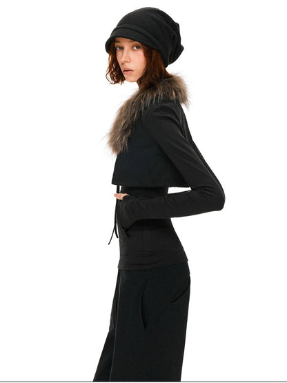 kvkv Soft Cotton Slim Fit Casual Cropped Cardigan Long Sleeve Womens Black Jacket