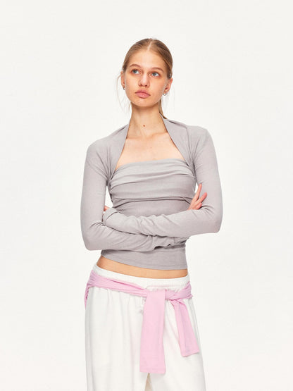 kvkv Soft Pleated Square Neck Slim Fit Long Sleeve Yoga Active Cotton T-Shirt