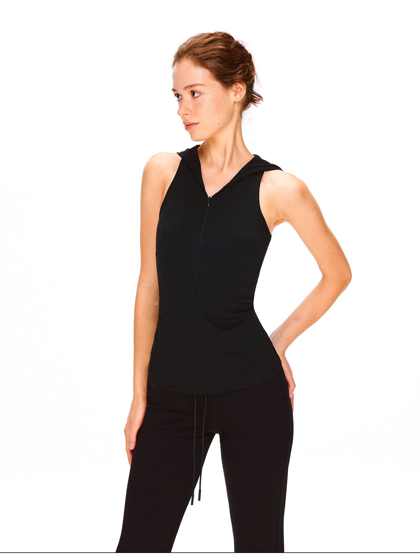 kvkv Soft Touch Hooded Racerback Waist Cinch Zipper Women&