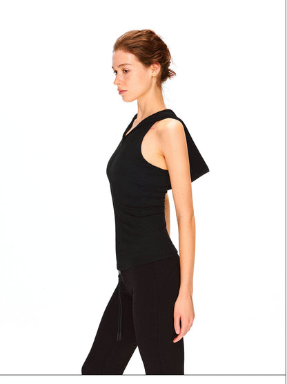 kvkv Soft Touch Hooded Racerback Waist Cinch Zipper Women&