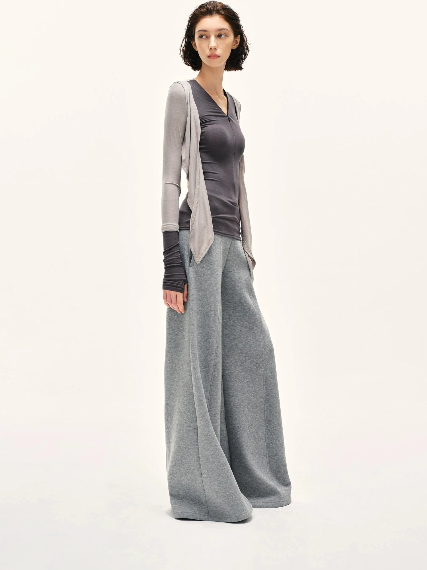 kvkv Soft Touch Modal Bow Tie Yoga Zip Top
