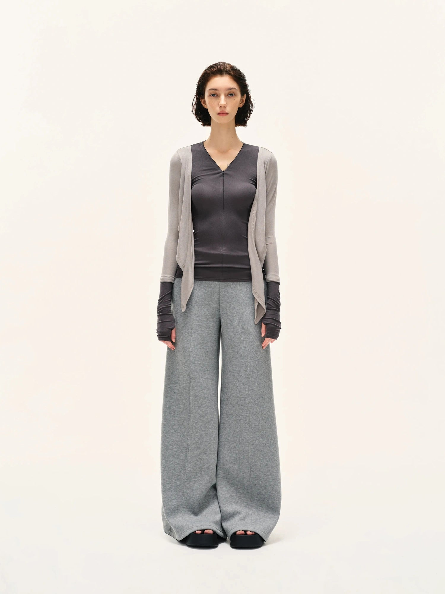 kvkv Soft Touch Modal Bow Tie Yoga Zip Top