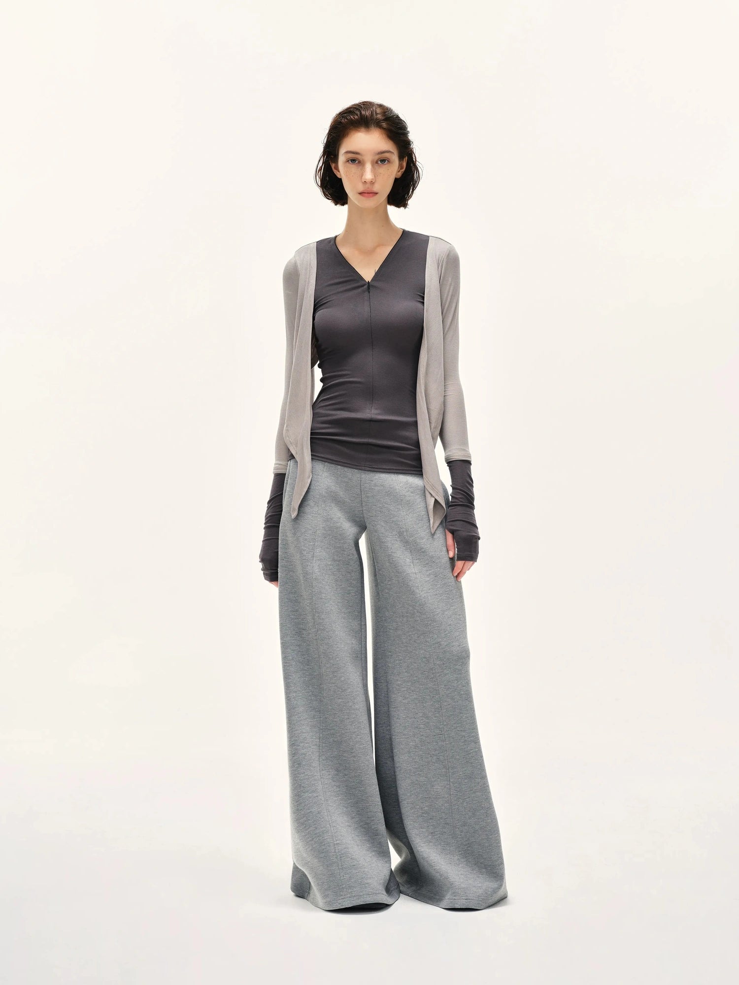 kvkv Soft Touch Modal Bow Tie Yoga Zip Top