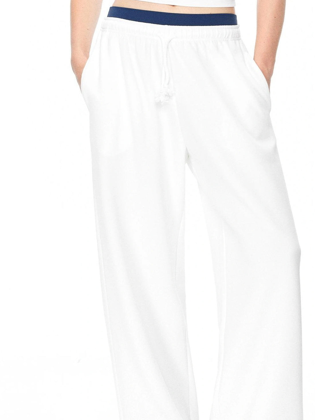 kvkv Soft Touch Yoga Sports Navy Blue Trim Waistband Joggers