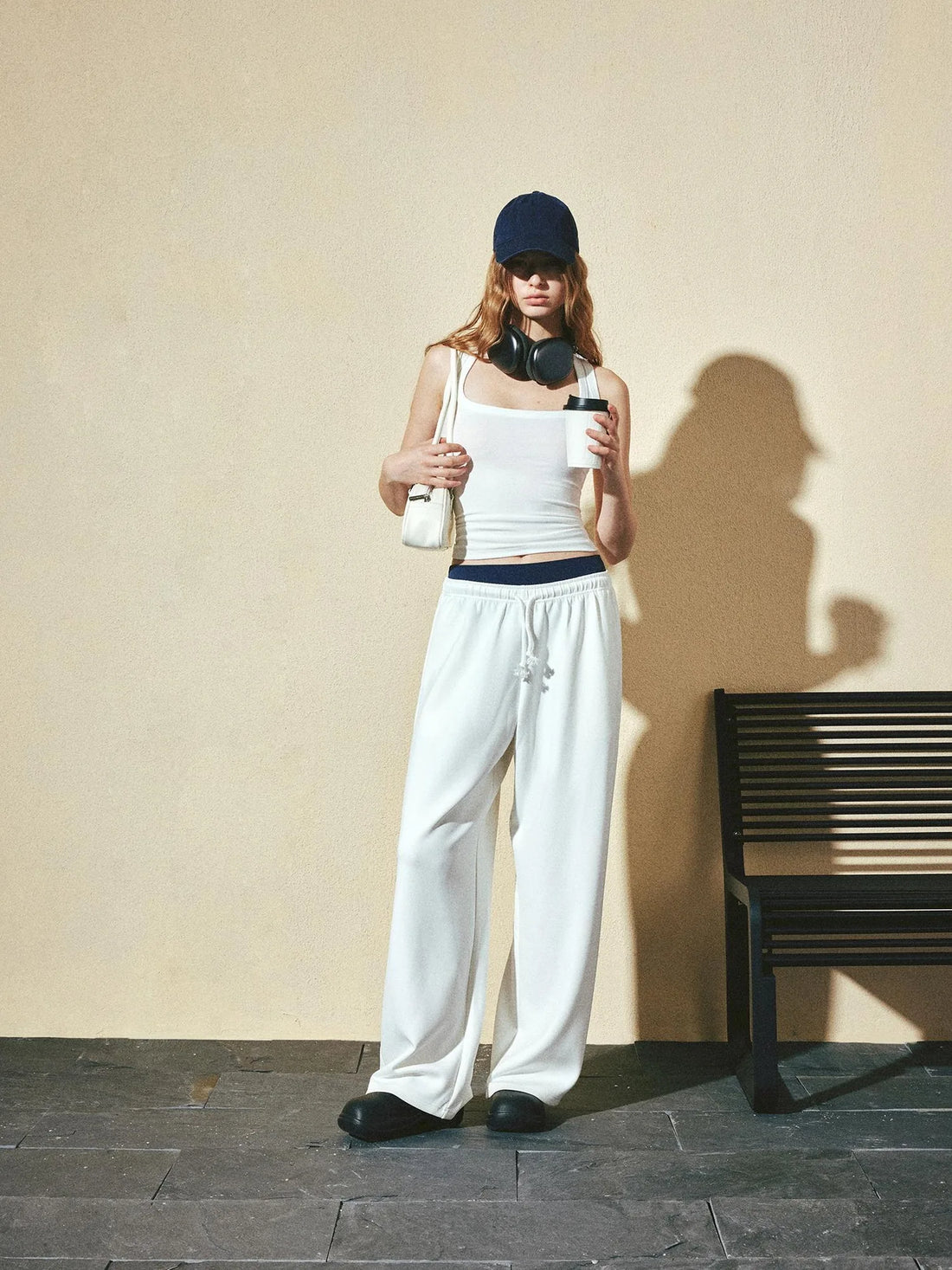 kvkv Soft Touch Yoga Sports Navy Blue Trim Waistband Joggers