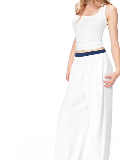 kvkv Soft Touch Yoga Sports Navy Blue Trim Waistband Joggers