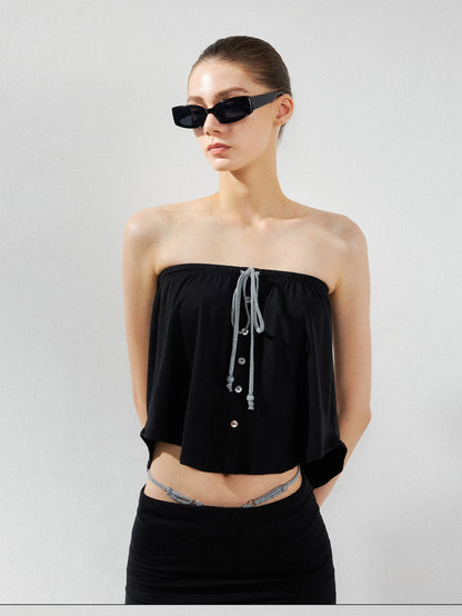 kvkv Solid Two Way Drawstring Cropped Loose Women&
