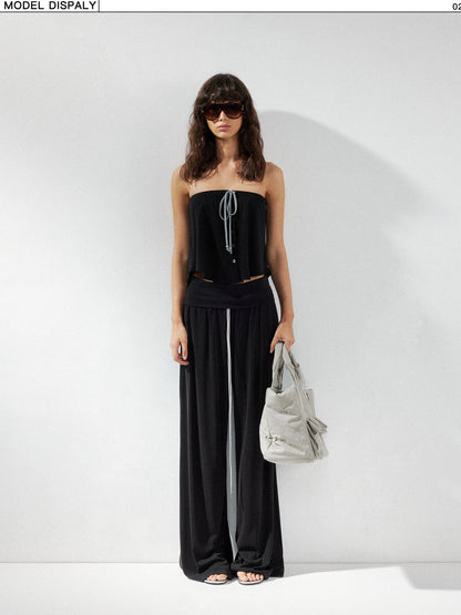 kvkv Solid Two Way Drawstring Cropped Loose Women&