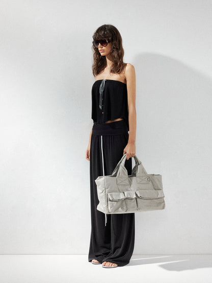 kvkv Solid Two Way Drawstring Cropped Loose Women&