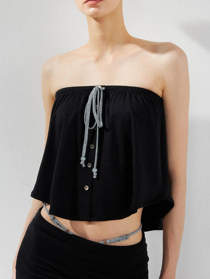 kvkv Solid Two Way Drawstring Cropped Loose Women&