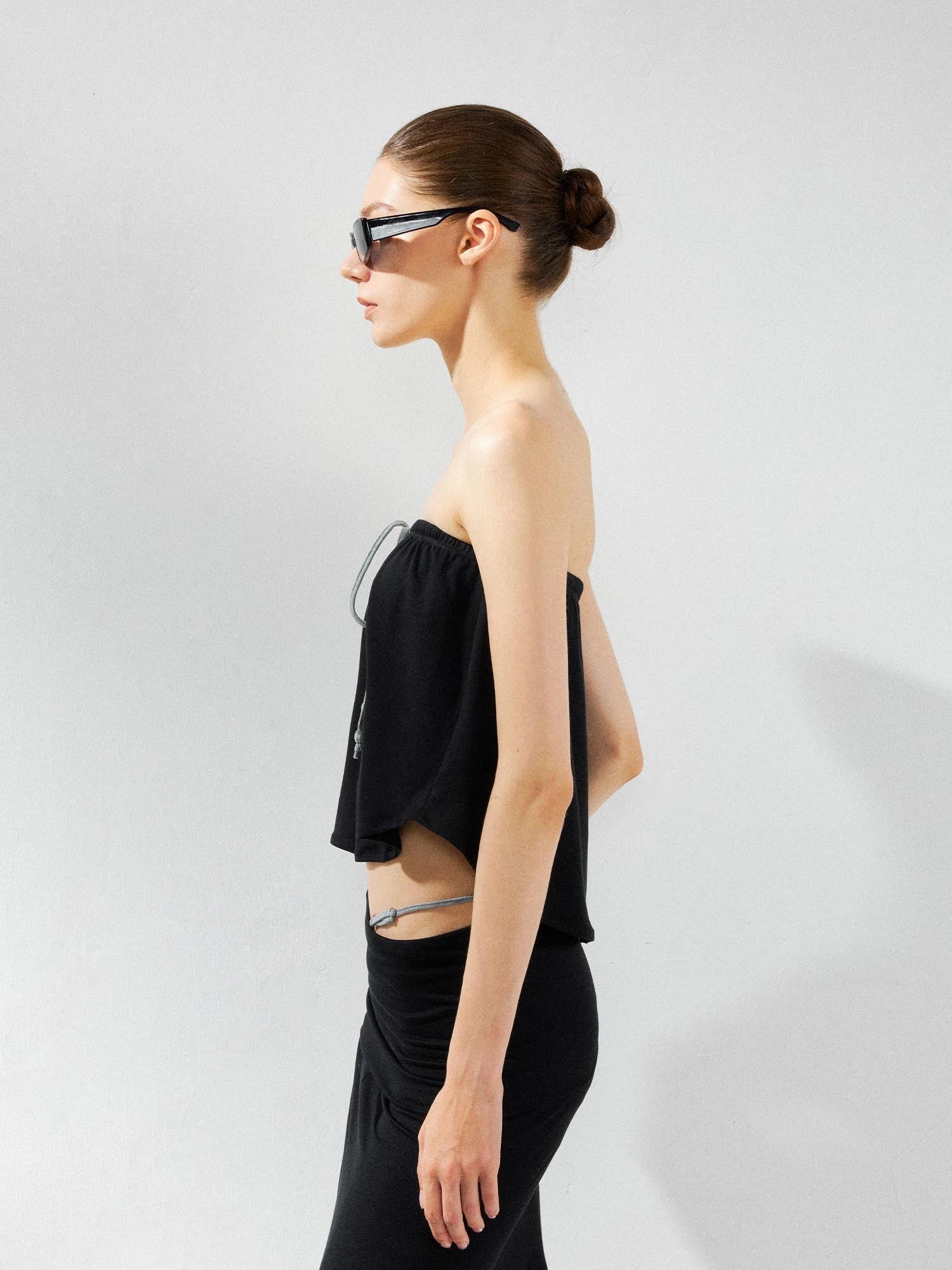 kvkv Solid Two Way Drawstring Cropped Loose Women&